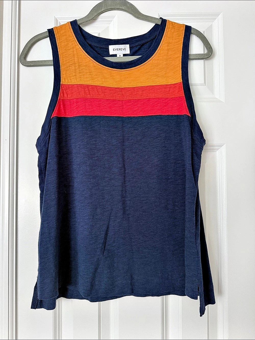Evereve Color Block Tank Top in Blue & Orange Size Medium